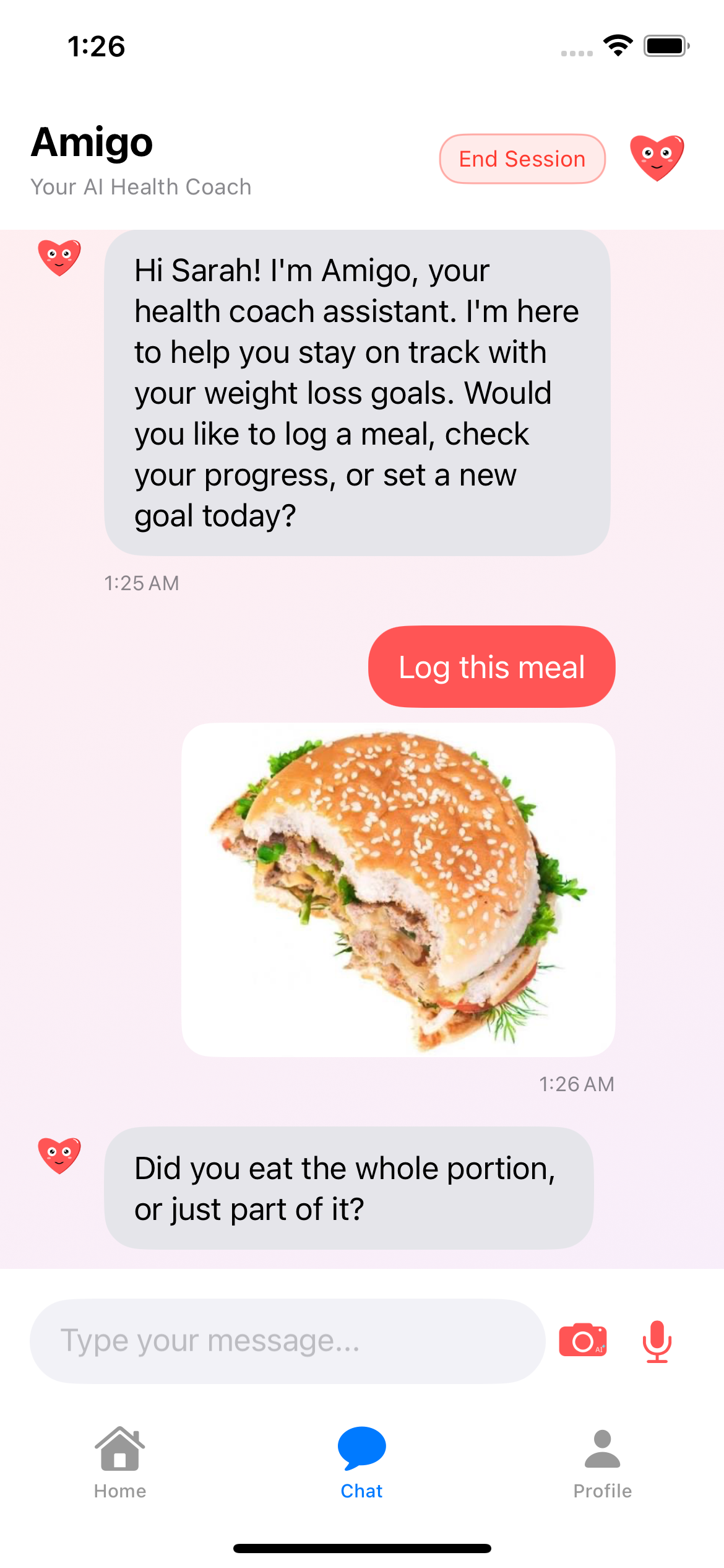 Camera meal logging